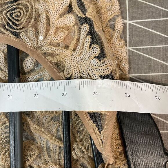 Kelley Felder Beige Tan Evening Gown Sequence Midid Dress US8 - Picture 10 of 12